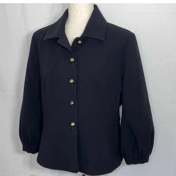 Cabi Abbott black jacket blazer size 10 style 3057 ballon 3/4 length sleeves - Picture 4 of 9